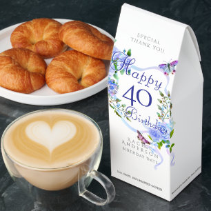 Blue Rose Ribbon 40th Birthday  Roasted Coffee