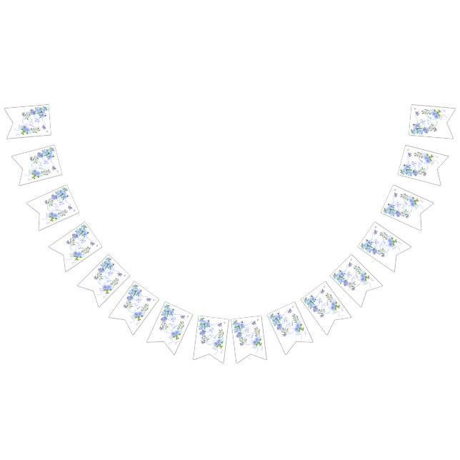 Blue Rose Ribbon Monogram  Bunting Flags (All)