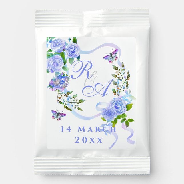Blue Rose Ribbon Monogram  Margarita Drink Mix (Front)