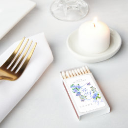 Blue Rose Ribbon Monogram Matchboxes