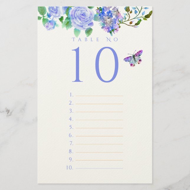 Blue Rose Ribbon Monogram Wedding Guest List Stati Stationery (Front)