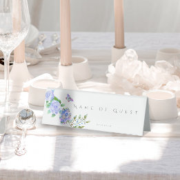 Blue Rose Ribbon Monogram Wedding Table Tent