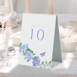 Blue Rose Ribbon Monogram Wedding Table Tent