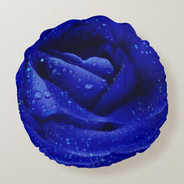Blue rose round pillow (Back)