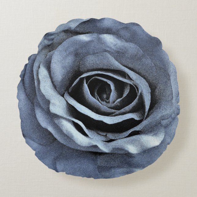Blue Rose Round Pillow (Front)