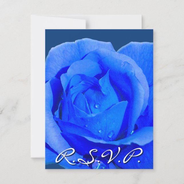 Blue Rose RSVP Personalized Rose Cards (Front)