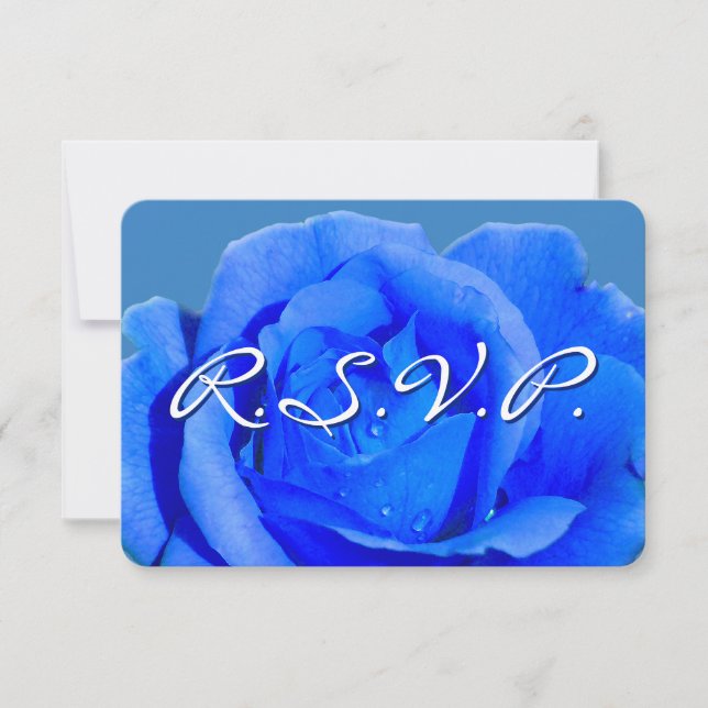 Blue Rose RSVP Personalized Rose Cards (Front)