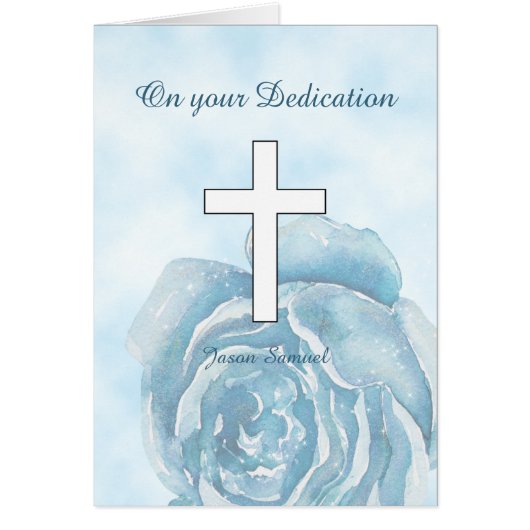 Blue rose sparkle Dedication Cards (Front)