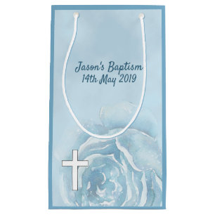 Blue rose sparkle small gift bag