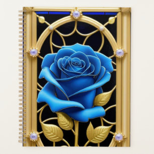 Blue Rose Stained Glass Design 🌹🔷✨ Planner