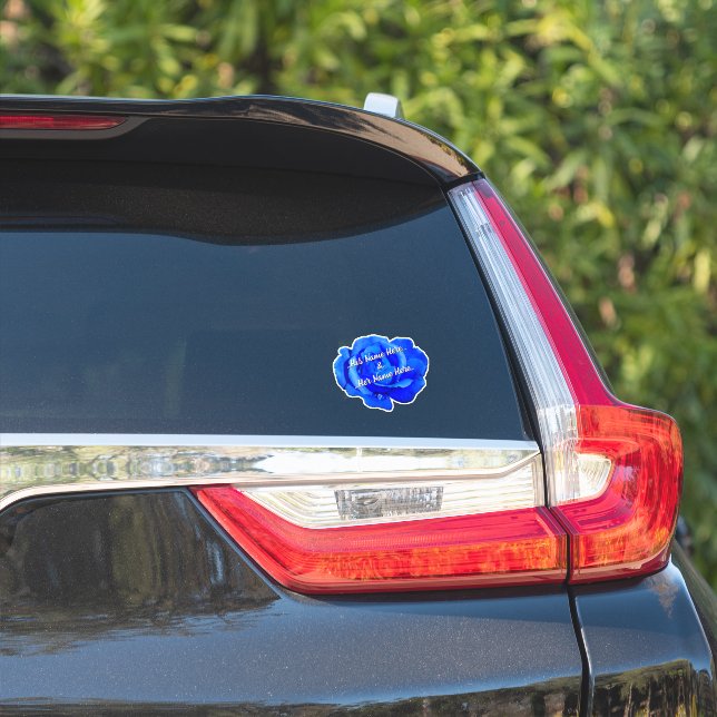 Blue Rose Stickers Romantic Rose Wedding Decal (Car Side)
