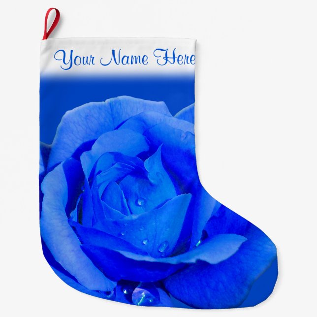 Blue Rose Stocking Rose Christmas Stocking Custom (Front)