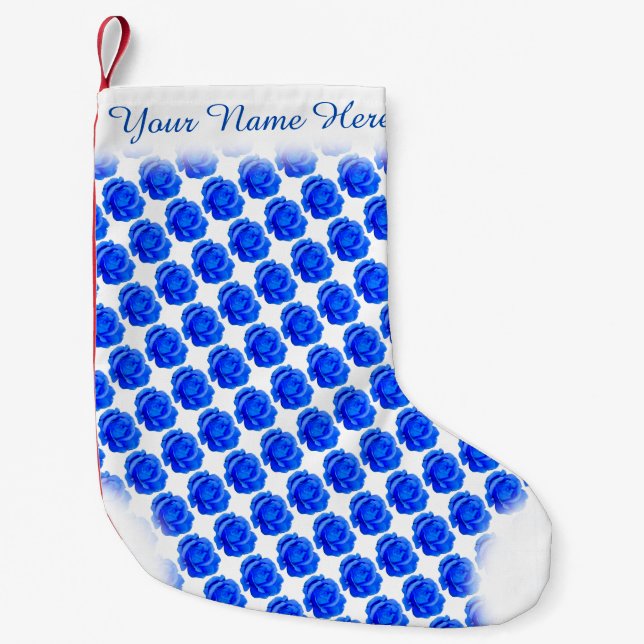 Blue Rose Stocking Rose Christmas Stocking Custom (Front)