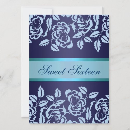 Blue Rose Sweet16 Birthday Invite