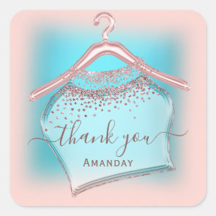 Blue Rose Thank You SHOPPING BOUTIQUE ONLINE Square Sticker