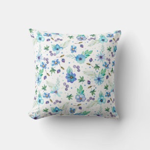 Blue rose throw pillow