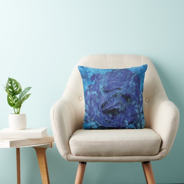 Blue Rose Throw Pillow (Chair)