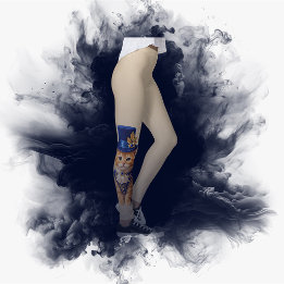 Blue Rose Top‑Hat Cat leggings