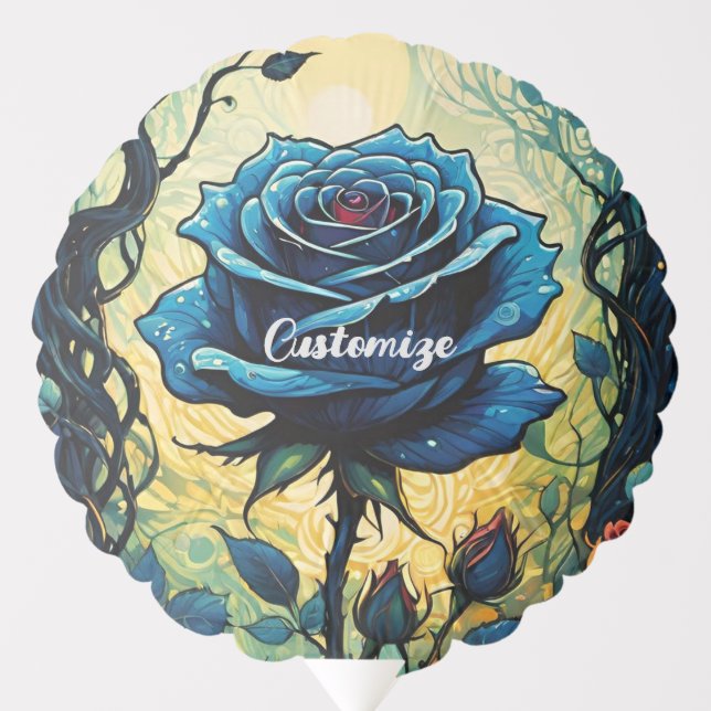 Blue Rose Vines 1 Balloon (Front)