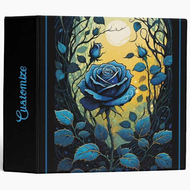 Blue Rose Vines 2 3 Ring Binder (Front/Spine)