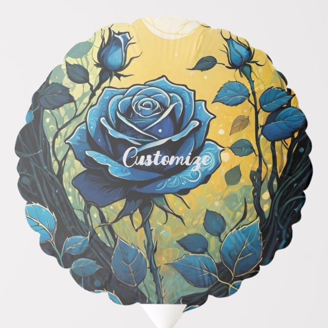 Blue Rose Vines 2 Balloon (Front)