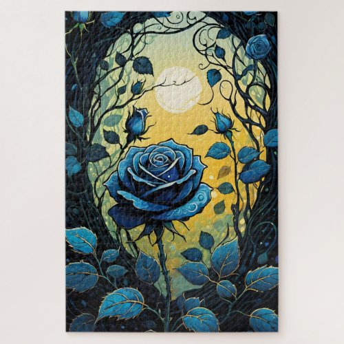 Blue Rose Vines 2 Jigsaw Puzzle