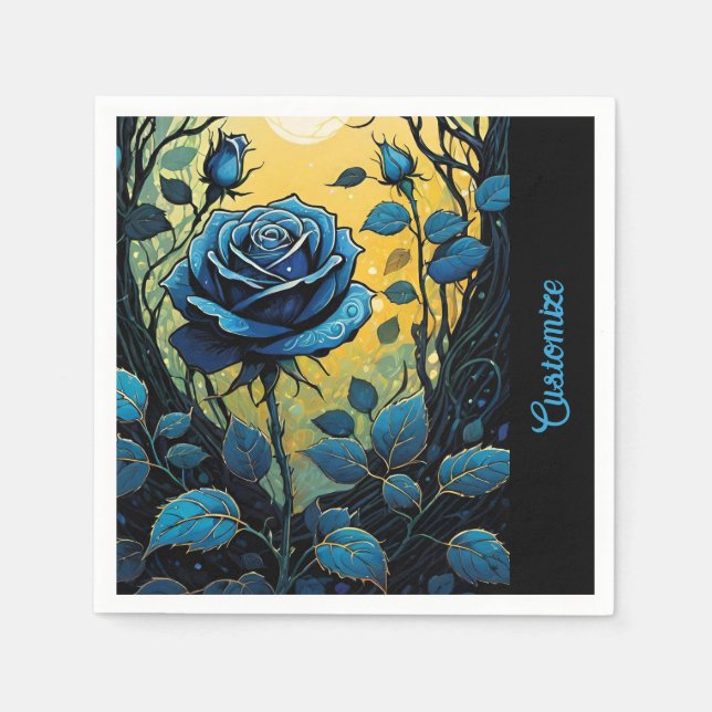 Blue Rose Vines 2 Napkins (Front)