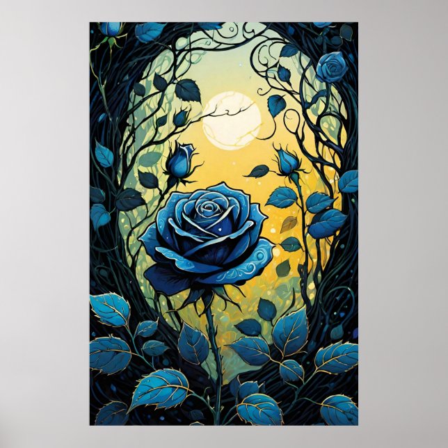 Blue Rose Vines 2 Poster (Front)