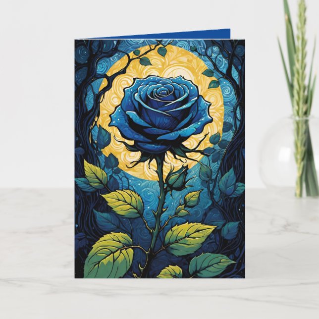Blue Rose Vines 3   Card (Front)