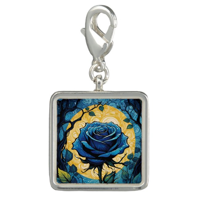 Blue Rose Vines 3 Charm (Front)