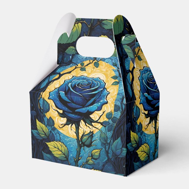 Blue Rose Vines 3 Gable Favor Boxes (Front Side)