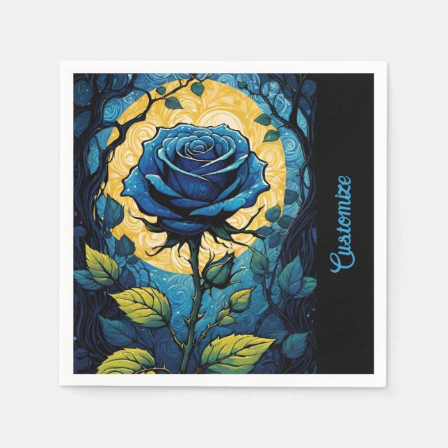 Blue Rose Vines 3 Napkins (Front)