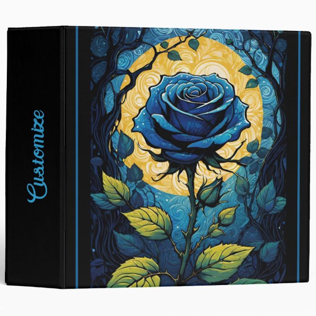 Blue Rose Vines 3 Ring Binder (Front/Spine)