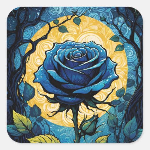 Blue Rose Vines 3   Square Sticker