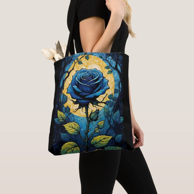 Blue Rose Vines 3  Tote Bag (Close Up)