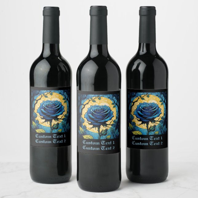 Blue Rose Vines 3 Wine Label (Bottles)