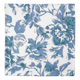 Blue Rose Vintage Floral Duvet Cover