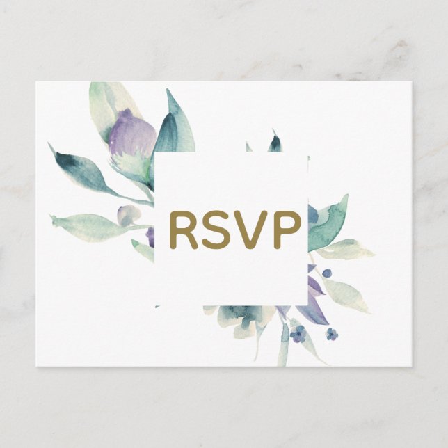 Blue Rose Watercolor Wedding  RSVP card (Front)