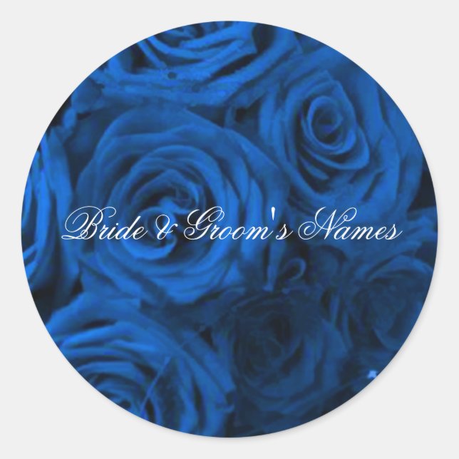 Blue Rose Wedding Envelope Seal Sticker Template (Front)