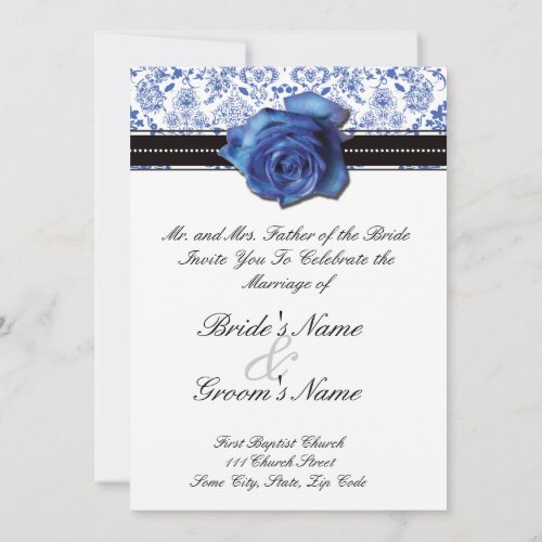 Blue Rose Wedding Invitation