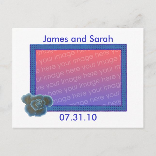 Blue Rose Wedding Photo Invitation Postcards (Front)