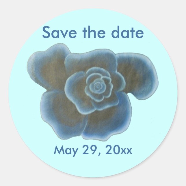 Blue Rose, wedding, Save the date, stickers (Front)