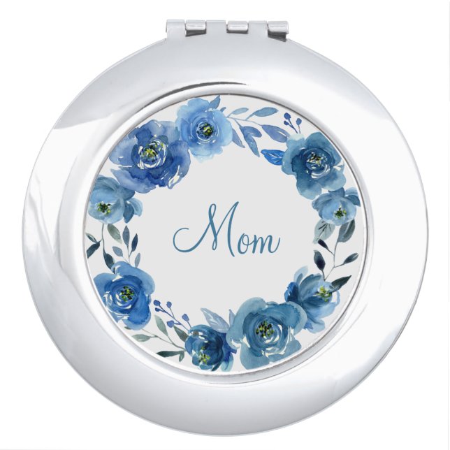 Blue Rose Wreath compact mirror (Front)