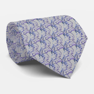 Blue Rosebud Flower Art  Neck Tie