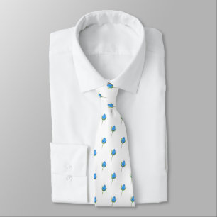 Blue Rosebud Pattern Neck Tie