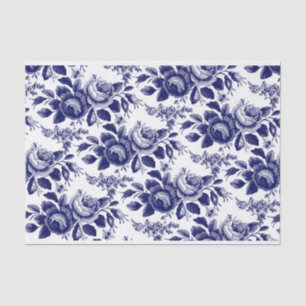 Blue roses and bees decoupage tissue paper