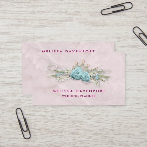 Blue Roses and Crown Floral Bouquet Business Card