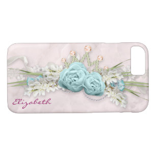 Blue Roses and Crown Floral Bouquet Custom iPhone 8/7 Case