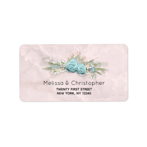 Blue Roses and Crown Floral Bouquet Label
