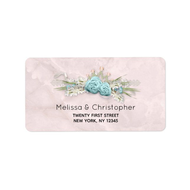 Blue Roses and Crown Floral Bouquet Label (Front)